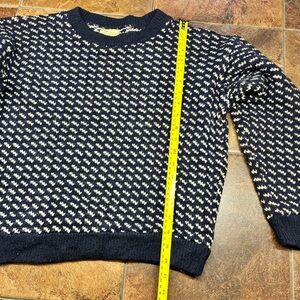 L.L. Bean 90s Norway Heritage Import Wool Navy and White Crewneck Sweater